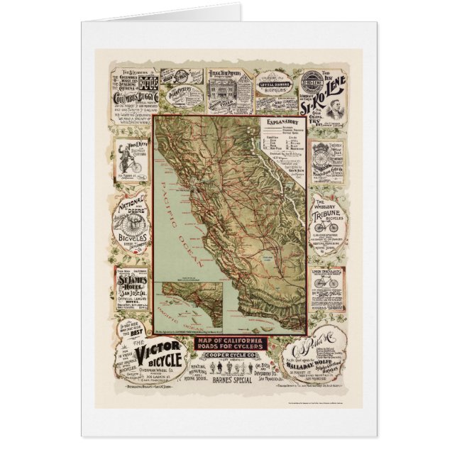 Map of California Bicycle Roads - 1895 (Front)