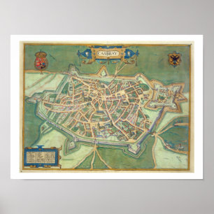 Map of Cambrai, from 'Civitates Orbis Terrarum' by Poster