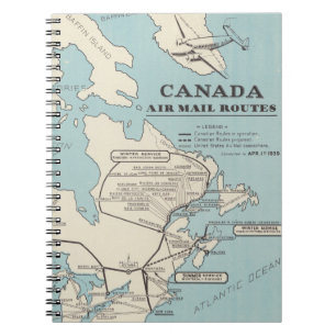 Map of Canada - Canada Air Mail Routes Notebook