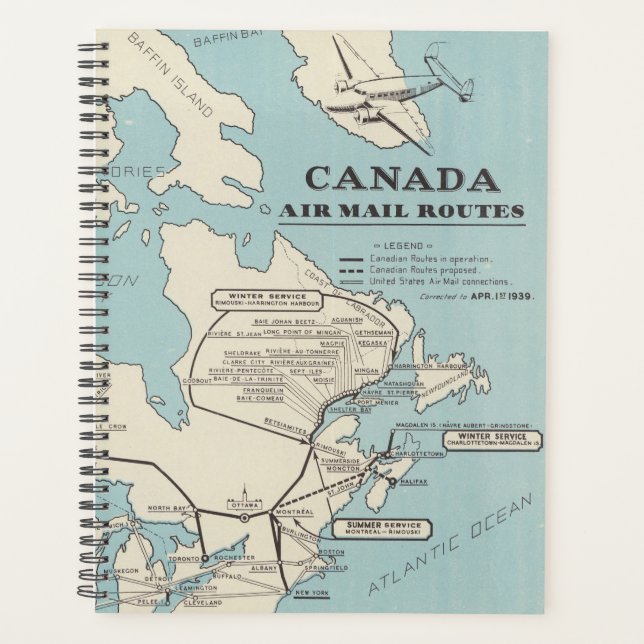 Map of Canada - Canada Air Mail Routes Planner (Front)