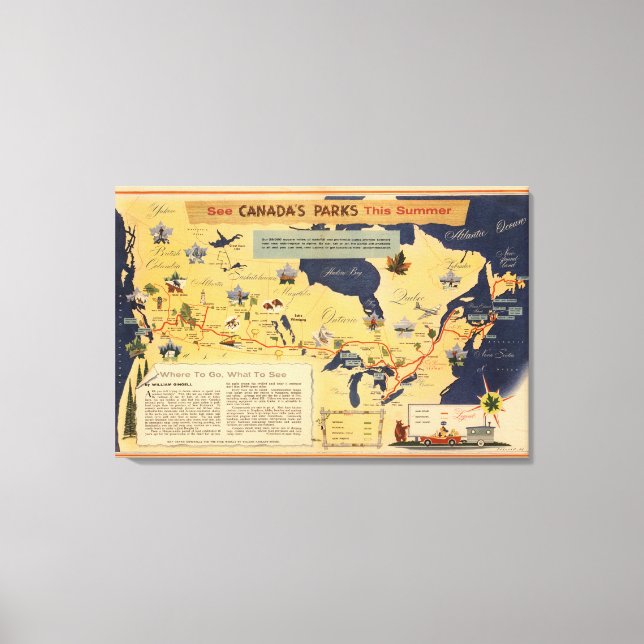 Map of Canada - Canada's Parks Canvas Print (Front)