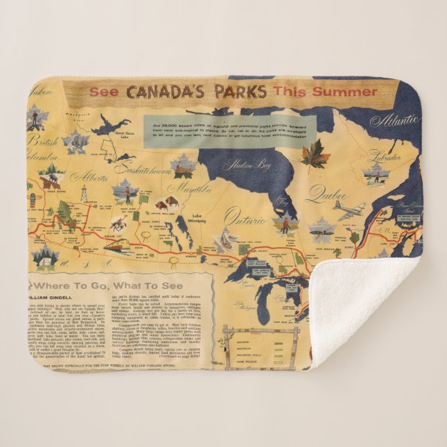 Map of Canada - Canada's Parks Sherpa Blanket (Front (Horizontal))