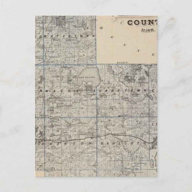 Map of Carver County, Minnesota Postcard (Front)