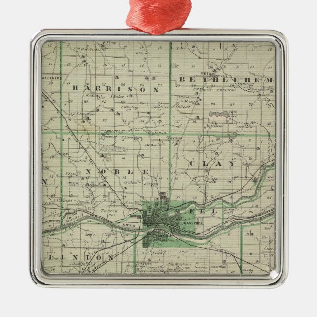 Map of Cass County Metal Tree Decoration (Front)