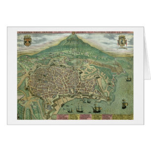 Map of Catania, from 'Civitates Orbis Terrarum' by