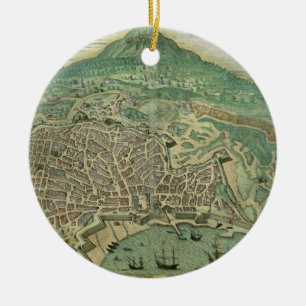 Map of Catania, from 'Civitates Orbis Terrarum' by Ceramic Tree Decoration