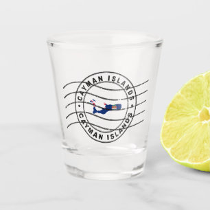Map of Cayman Islands, Postal Passport Stamp Shot Glass