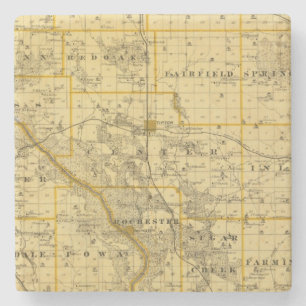 Map of Cedar County, State of Iowa Stone Coaster