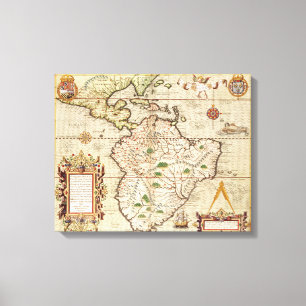 Map of Central and South America Canvas Print