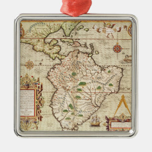 Map of Central and South America Metal Tree Decoration