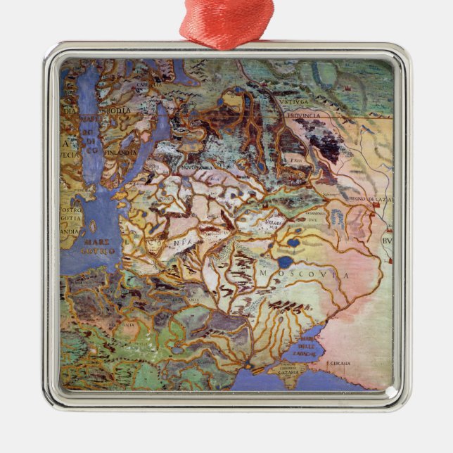 Map of Central Europe Metal Tree Decoration (Front)