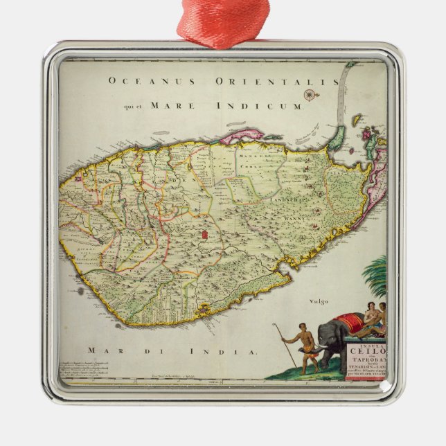 Map of Ceylon according to Nicolas Visscher Metal Tree Decoration (Front)