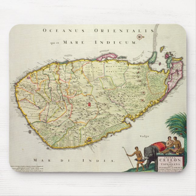 Map of Ceylon according to Nicolas Visscher Mouse Pad (Front)