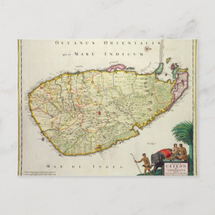 Map of Ceylon according to Nicolas Visscher Postcard