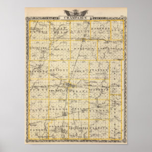 Map of Champaign County Poster