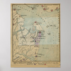 Map of Charleston Harbour Poster