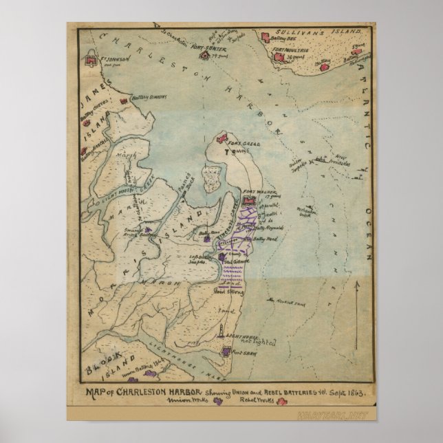 Map of Charleston Harbour Poster (Front)