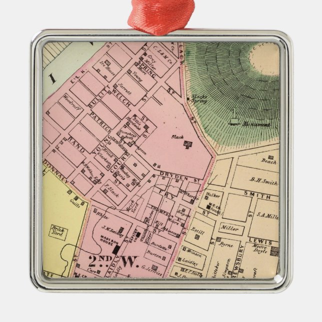 Map of Charleston, West Virginia Metal Tree Decoration (Front)