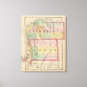 Map of Charlevoix and Antrim counties, Michigan Canvas Print
