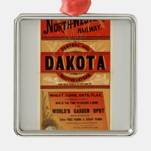 Map Of Chicago and Northwestern Railway Lines Metal Tree Decoration