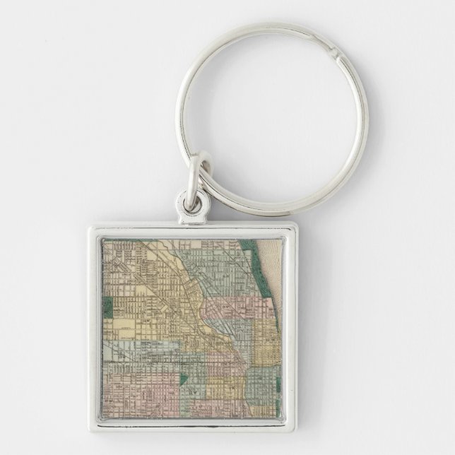 Map of Chicago City Key Ring (Front)