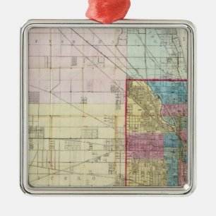 Map of Chicago Metal Tree Decoration