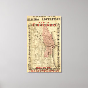 Map Of Chicago Showing The Burnt District Canvas Print