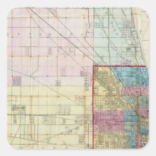 Map of Chicago Square Sticker