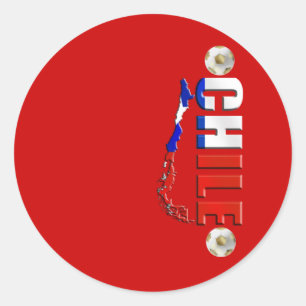 Map of Chile 2010 Chilean flag and soccer ball art Classic Round Sticker