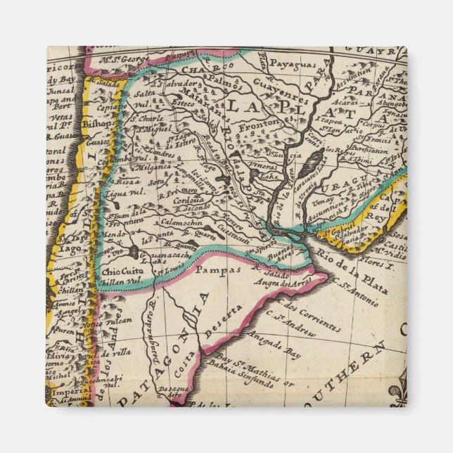 Map of Chilli, Patagonia, La Plata Magnet (Front)