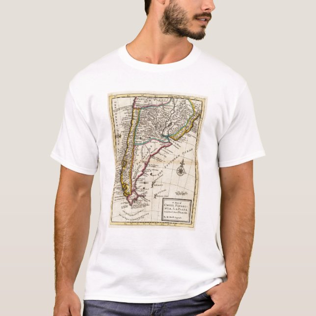 Map of Chilli, Patagonia, La Plata T-Shirt (Front)