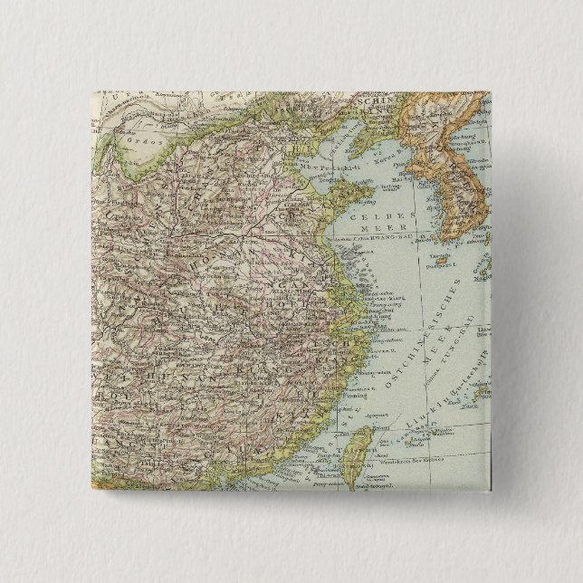 Map of China and Japan 15 Cm Square Badge (Front)