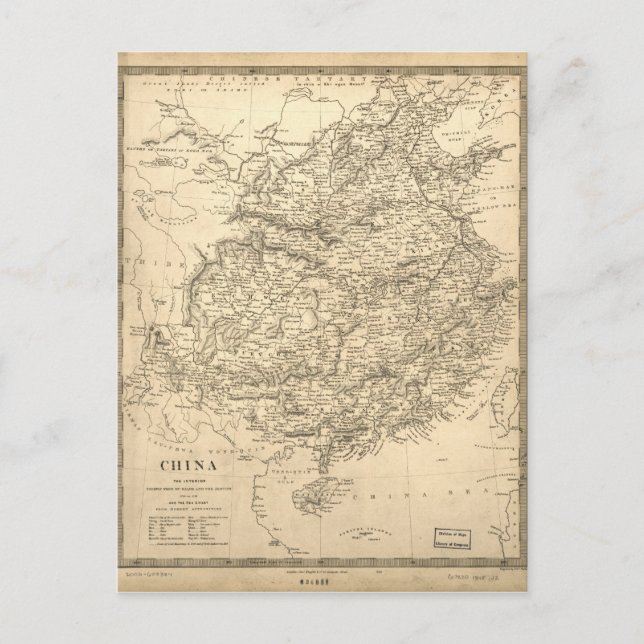 Map of China by Jean-Baptiste Du Halde (1710-1718) Postcard (Front)
