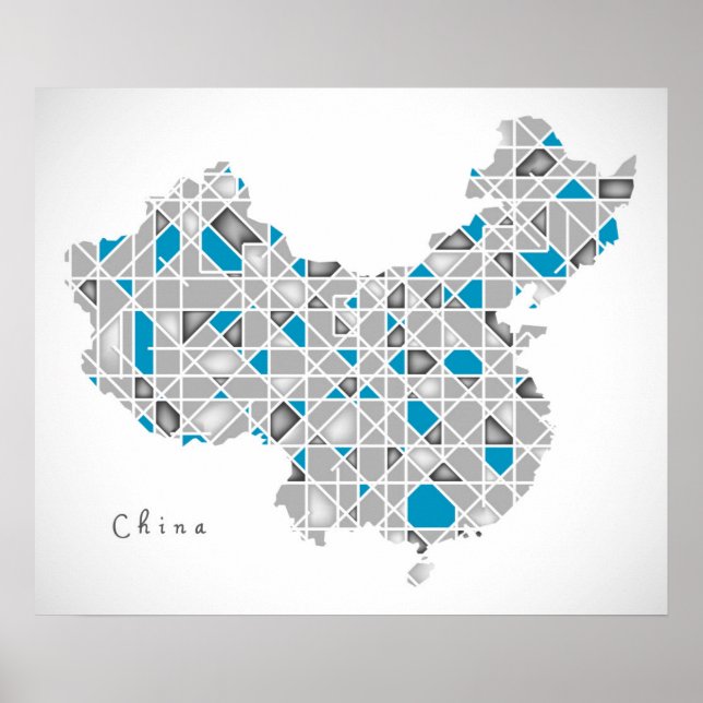 Map of China | Crystal Diamond Style Artwork Poster (Front)