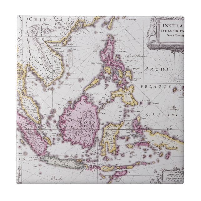 Map of China & Indonesia | 1710 Tile (Front)