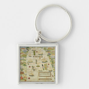 Map of China sea, facsimile of 'Miller Atlas' Key Ring