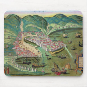 Map of Chios, from 'Civitates Orbis Terrarum' by G Mouse Pad
