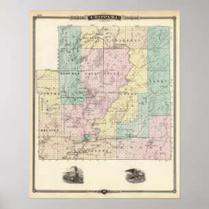 Map of Chippewa County southern part Poster