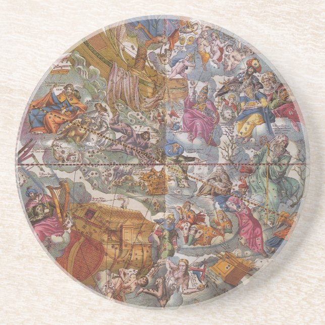Map of Christian Constellations, Southern Skies Coaster (Front)
