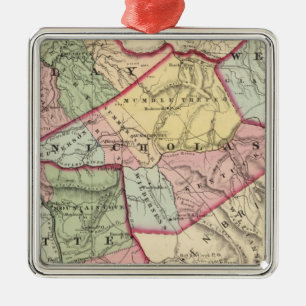 Map of Clay, Webster, Nicholas, Fayette counties Metal Tree Decoration