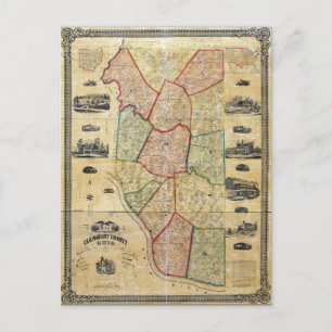 Map of Clermont County Ohio (1857) Postcard