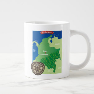 Map of Colombia Large Coffee Mug