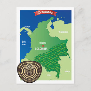 Map of Colombia Postcard