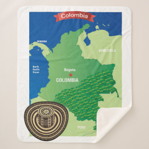 Map of Colombia Sherpa Blanket