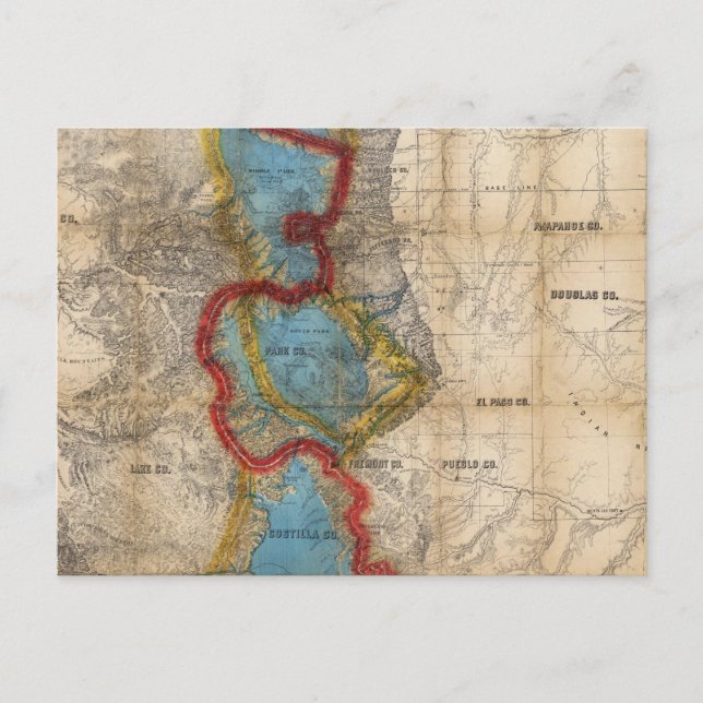 Map of Colorado Territory Postcard (Front)