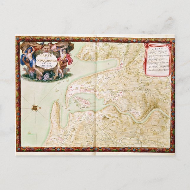 Map of Concarneau Postcard (Front)