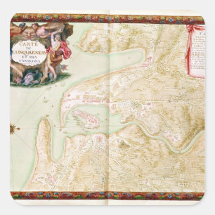 Map of Concarneau Square Sticker