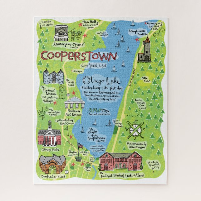 Map of Cooperstown Puzzle (Vertical)