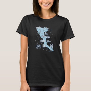 Map Of Corfu Greece Island T-Shirt