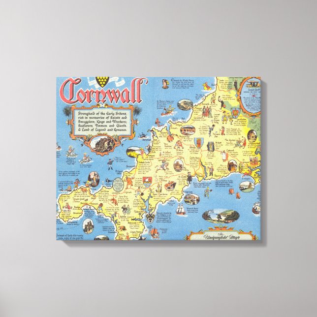 Map of Cornwall, England Canvas Print (Front)